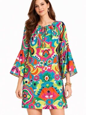 Alice & Trixie Multicolor Mod 60s Print Mini Dress XS